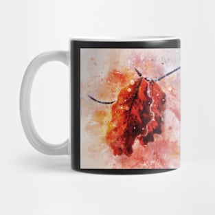 Frosted Beech Leaves on a branch - watercolor Mug